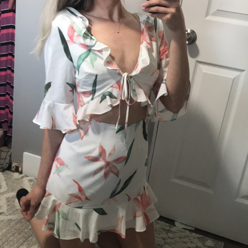 Ruffle cut out dress